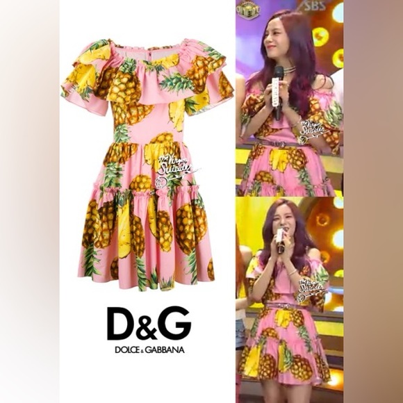 DOLCE & GABBANA PINEAPPLE PRINTED DRESS SIZE IT42. - Picture 1 of 8